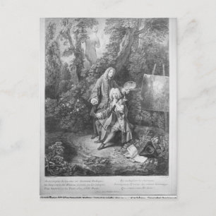 Cartão Postal Jean Antoine Watteau e amigo Monsieur