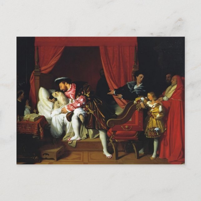 Cartão Postal Jean Auguste Ingres - Morte de Leonardo da Vinci (Frente)