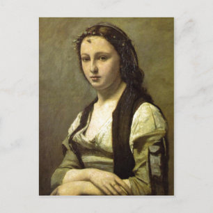 Cartão Postal Jean-Baptiste-Camille Corot A Mulher com uma Pérol