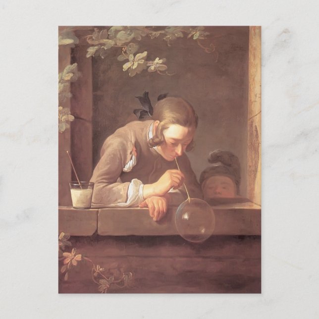 Cartão Postal Jean-Baptiste-Simeon Chardin - Bolhas de sabão (Frente)