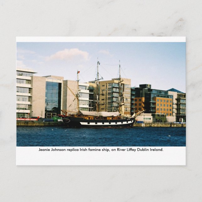 Cartão Postal Jeanie Johnson Irish famine ship, Dublin Ireland (Frente)