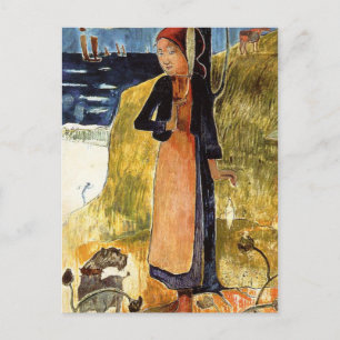 Cartão Postal Jeanne d'Arc, ou garota bretã girando Paul Gaugui