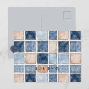 Cartão Postal Jeans Azul de Gergelim Falso Creme
