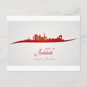 Cartão Postal Jeddah skyline em vermelho.jpg