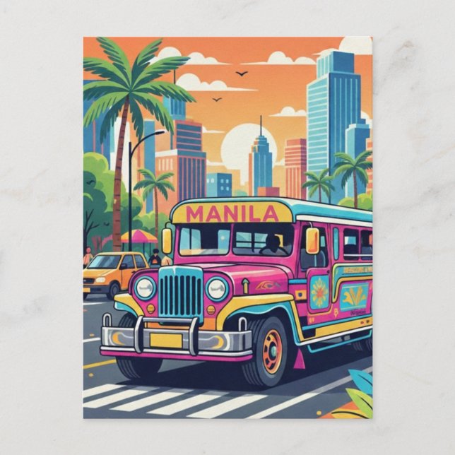 Cartão Postal Jeepney in Manila Philippines Travel (Frente)