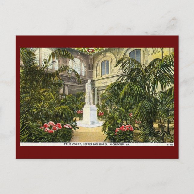 Cartão Postal Jefferson Hotel, Richmond, Virginia Vintage (Frente)