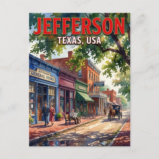 Cartão Postal Jefferson, Texas, EUA EUA (Frente)