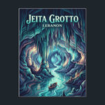 Cartão Postal Jeita Grotto Lebanon<br><div class="desc">Jeita Grotto is a breathtaking system of two interconnected limestone caves that stretch for nearly nine kilometers. The upper cavern features some of the world's largest stalactites, while the lower cavern is explored by boat along a subterranean river. The natural rock formations, illuminated by artistic lighting, create a magical underground...</div>