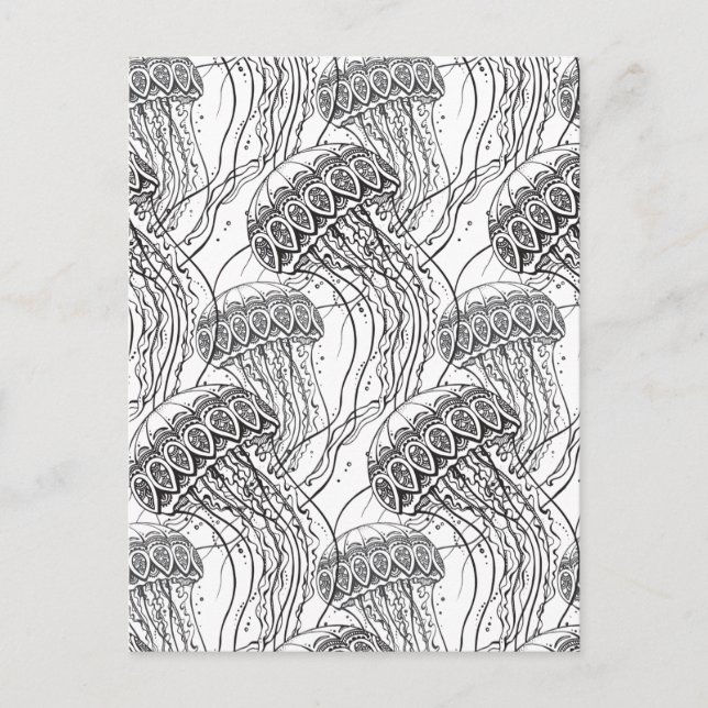 Cartão Postal Jelly Fish Doodle (Frente)