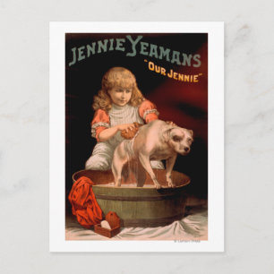 Cartão Postal Jennie Yeamans "Our Jennie Girl Washing Dog"