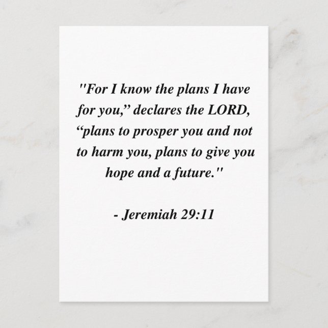CARTÃO POSTAL JEREMIAH 29:11 (Frente)