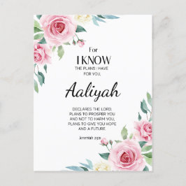 Cartão Postal Jeremiah 29:11 Rosa Rosa Personalize