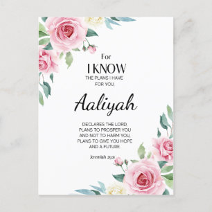 Cartão Postal Jeremiah 29:11 Rosa Rosa Personalize