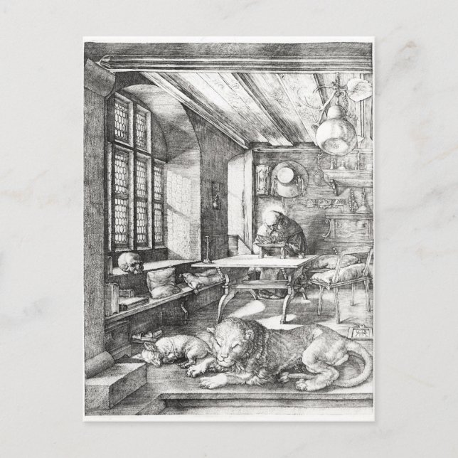 Cartão Postal Jerome em seu Estudo, 1514 (Frente)