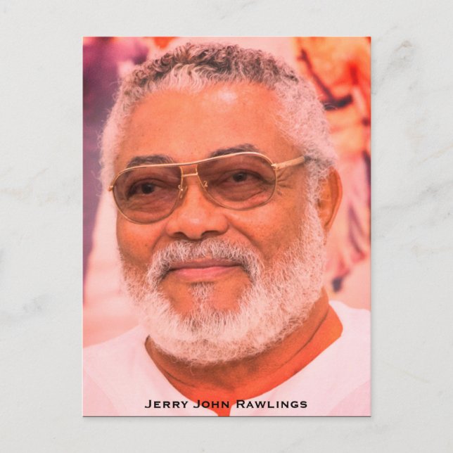 Cartão Postal Jerry Rawlings, J.J. Rawlings, Presidente do Gana (Frente)
