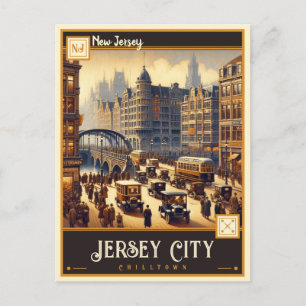 Cartão Postal Jersey City, Nova Jersey Antigo