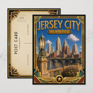 Cartão Postal Jersey City Nova Jersey Arte Deco Vintage Era de O