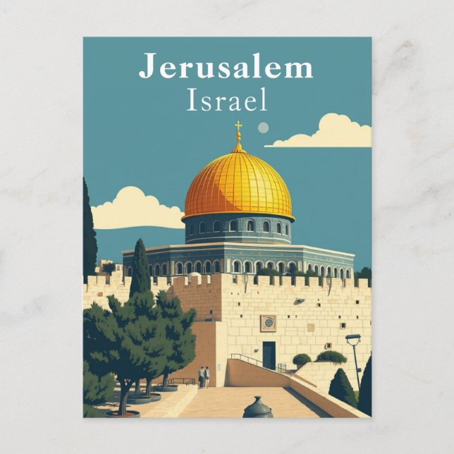 Cartão Postal Jerusalém, Arte Icônica de Israel (Frente)