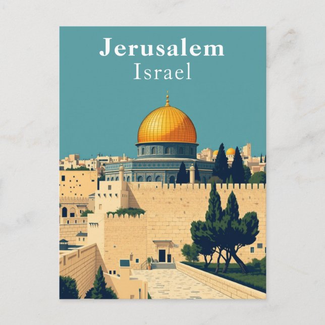 Cartão Postal Jerusalém, Arte Retroativa de Israel (Frente)