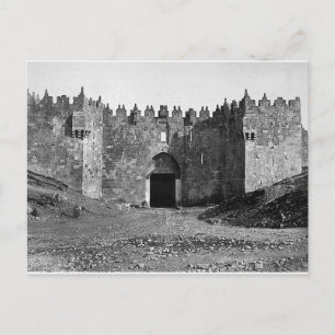 Cartão Postal Jerusalem Damasco Gate Vintage 1870 Foto