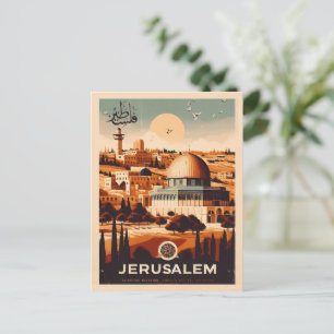 Cartão Postal Jerusalém - Domo da Mesquita Al-Aqsa dos presentes