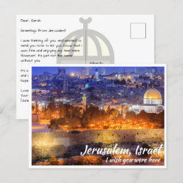 Cartão Postal Jerusalém Israel com Domo da Rocha à Noite