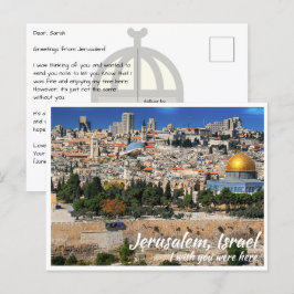 Cartão Postal Jerusalém Israel com Muro e Domo da Rocha