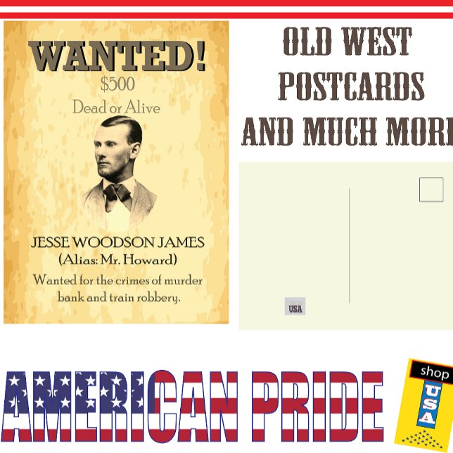Cartão Postal Jesse James Wied Outlaw 🚨 Wild West USA Poster (Criador carregado)