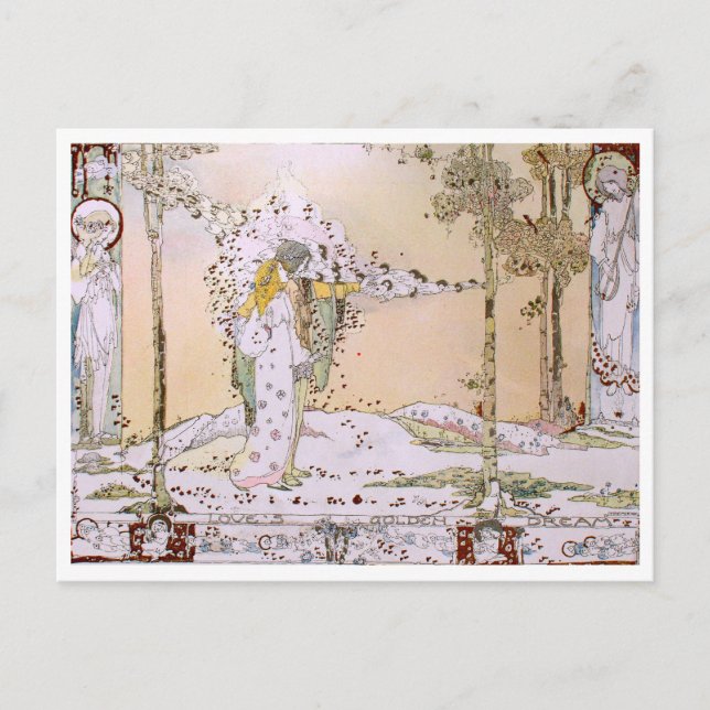 Cartão Postal Jessie M. King - Adora o Sonho do Ouro (Frente)