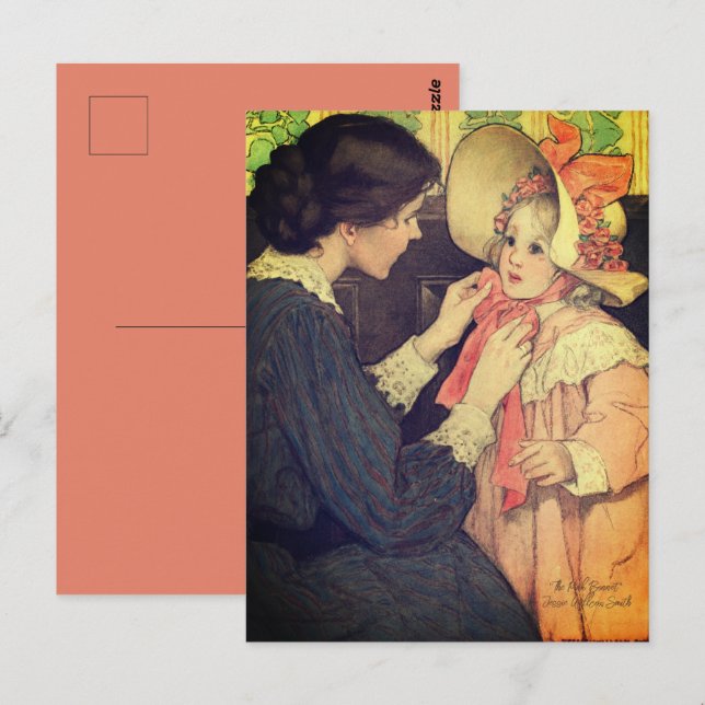 Cartão Postal Jessie Wilcox Smith "The Pink Bonnet" (Frente/Verso)