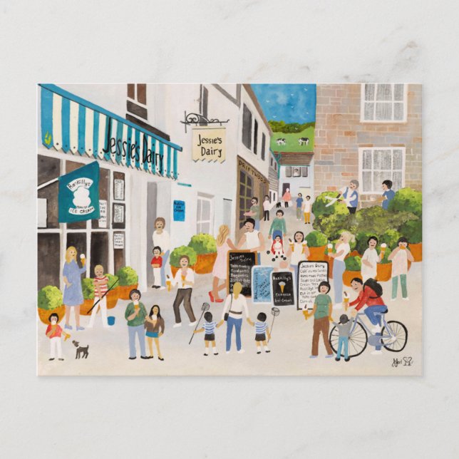Cartão Postal Jessies Dairy em Mousehole (Frente)