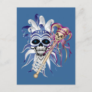 Cartão Postal Jester Skull
