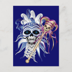 Cartão Postal Jester Skull