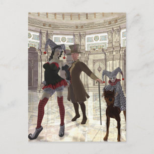 Cartão Postal jesters em cartão-postal