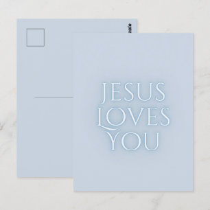 Cartão Postal Jesus Ama o Design de Tipografia Cristã 