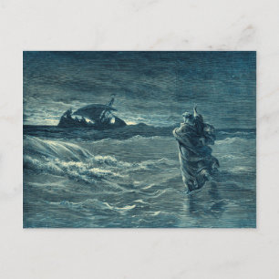 Cartão Postal Jesus andando sobre o Mar Bíblia