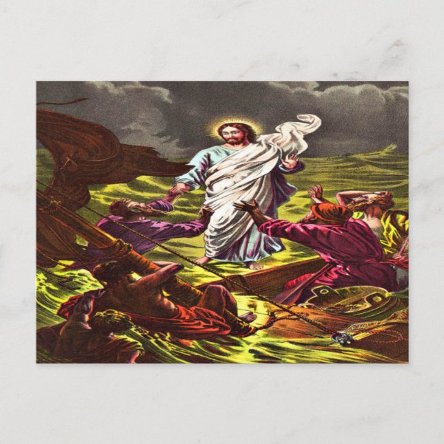 Cartão Postal Jesus caminha no cartão-postal Água (Frente)