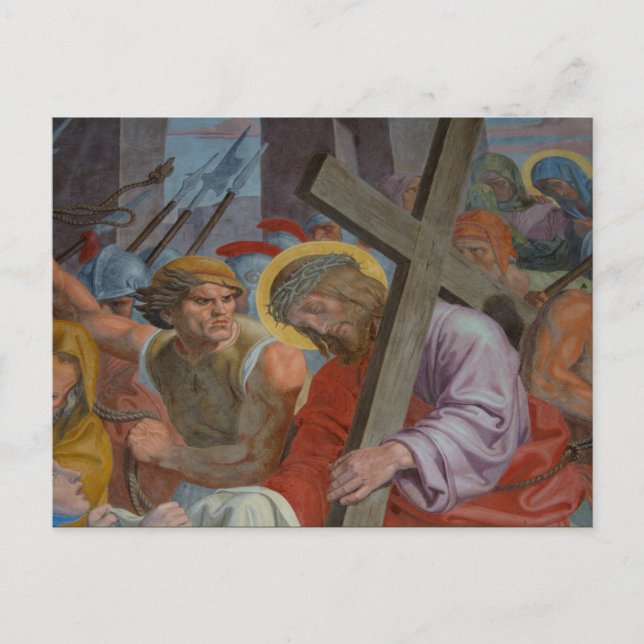 Cartão Postal Jesus Com Sua Cruz (Frente)