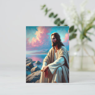 Cartão Postal Jesus Contemplando Ao Lado Da Costa Majestosa