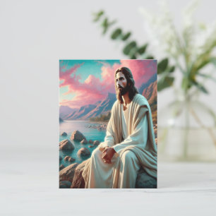 Cartão Postal Jesus Cristo a olhar para o Horizonte Celestial