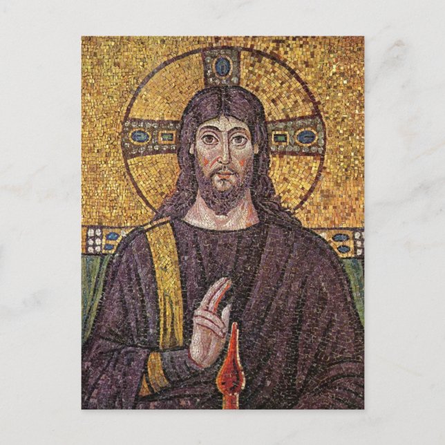 Cartão Postal Jesus Cristo com Espírito Santo Mosaico da Chama (Frente)