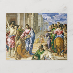 Cartão Postal Jesus Cristo Curando o Cego Arte Religiosa