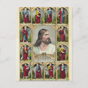 Cartão Postal Jesus Cristo e os Doze Apóstolos Cristãos