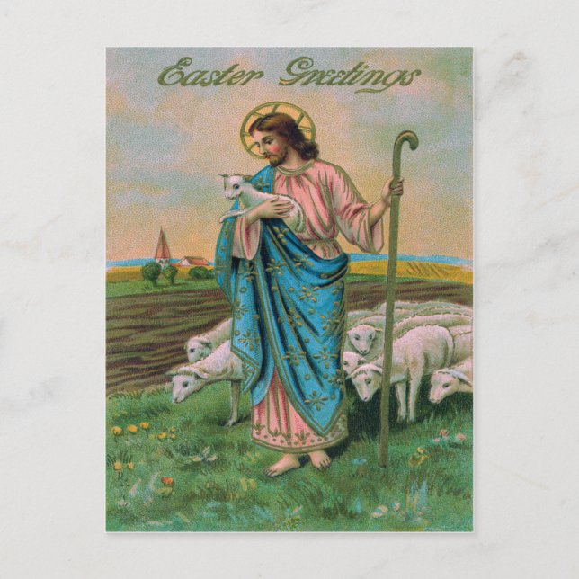 Cartão Postal Jesus Cristo Lamb Shepherd (Frente)