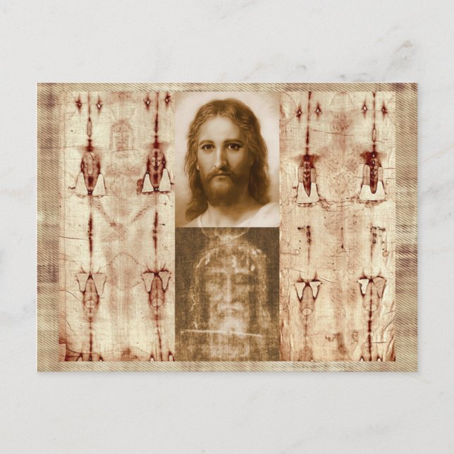 Cartão Postal Jesus Cristo Sudário de Turim Santo Rosto (Frente)