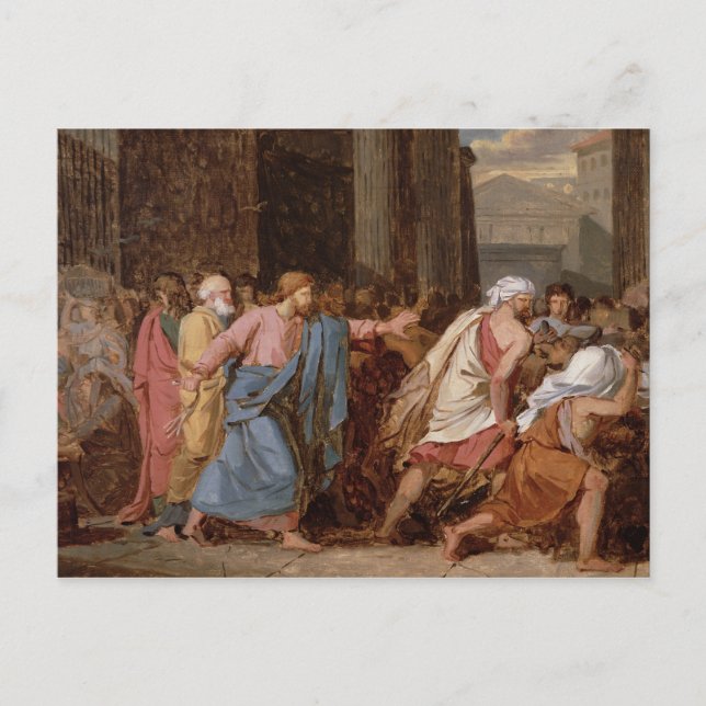 Cartão Postal Jesus Dirigindo os Merchantes do Templo (Frente)