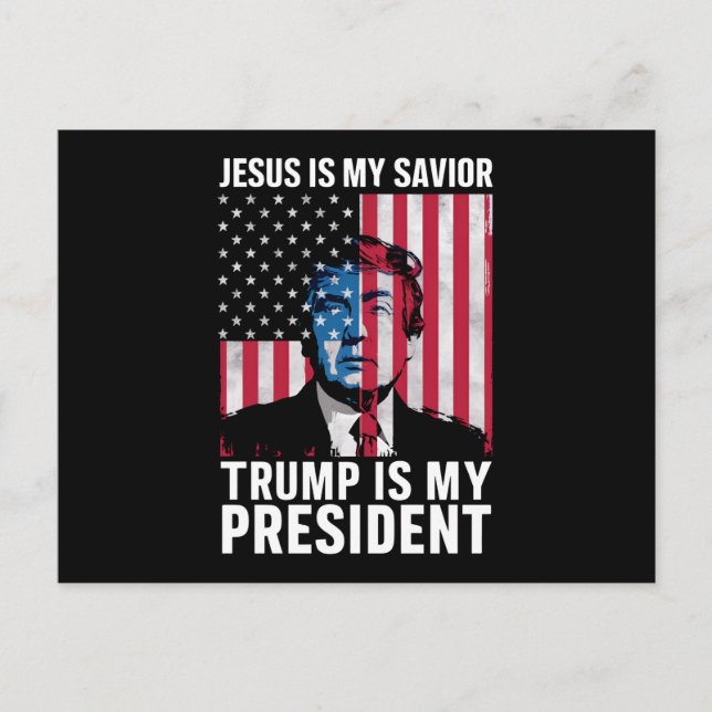 Cartão Postal Jesus é meu salvador Trump é meu presidente 2024 (Frente)