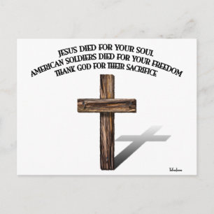 Cartão Postal Jesus e os Soldados Americanos com cruz robusta