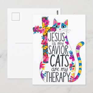 Cartão Postal Jesus É Que Os Meus Gatos Salvadores São A Minha T