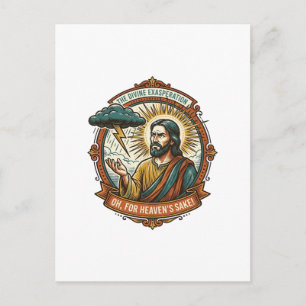 Cartão Postal Jesus Irritado Nuvem Escura Chuva Relâmpago Clima 